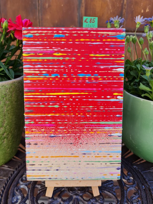 Coloured lines 10 2025, 17x11,  Spray-Lack auf Holz, € 85